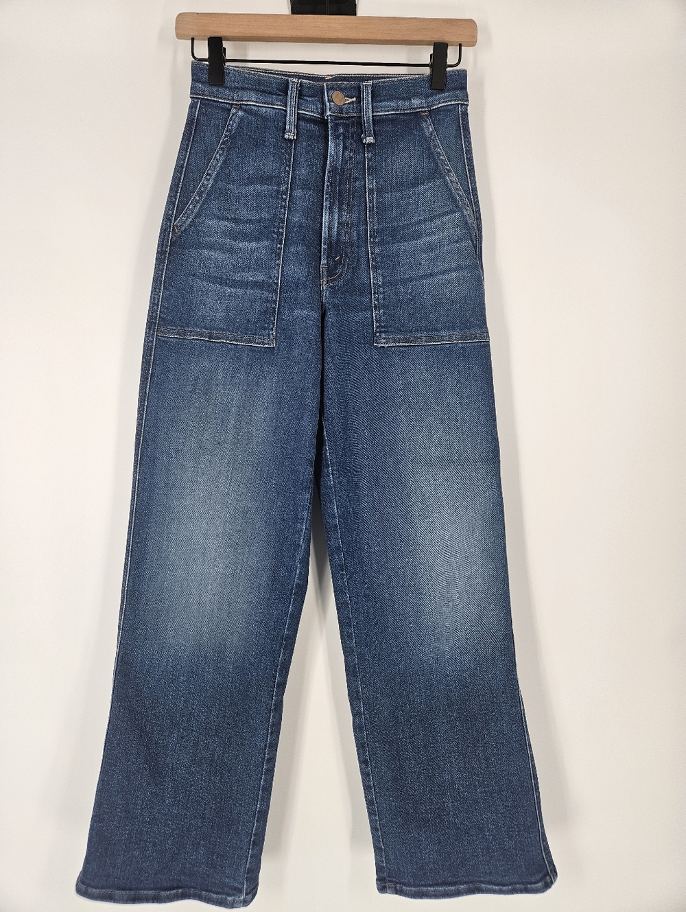 Mother The Stitch Up Maven Hover Wide Leg Jeans In Nip It In The Bud Wash - Picture 2 of 14